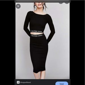 Calvin Klein jeans logo strap tape stretch pencil skirt part of set